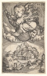 Zseni a levegőben lebegő földgömbön, 17. század közepe. alkotó: Barthel Beham