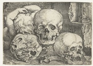 Gyermek három koponyával alkotó: Barthel Beham