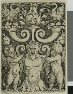 Dísz egy férfi félhosszúval, két genii között alkotó: Barthel Beham
