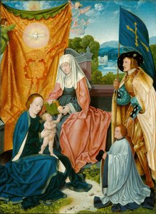 Szűz és gyermek Szent Annával, Szent Gereonnal és adományozóval, c. 1520.