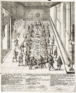 Ünnepi étkezés IV. Ferdinánd (1633-1654) római király, magyar király és cseh király hűségeskütétele alkalmából Bécsben 1651. szeptember 5-én. alkotó: Bartholomäus Kilian