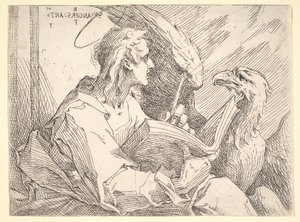 Szent János evangélista, kb. 1596. alkotó: Bartholomaeus Spranger