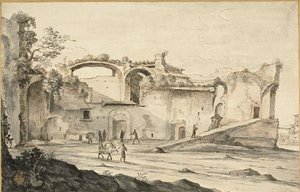 Utazók egy rom előtt alkotó: Bartholomeus Breenbergh