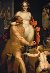 Német: Vénusz Vulkán kovácsműhelyében Vénusz Vulkán kovácsműhelyében alkotó: Bartholomeus Spranger