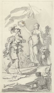 A holland szűz által megkoronázott bátor Batáv, 1799 Az 1799. december 17-i békét ünneplő országos fesztivál emlékművének tervei (sorozat címe) alkotó: Bartholomeus Ziesenis