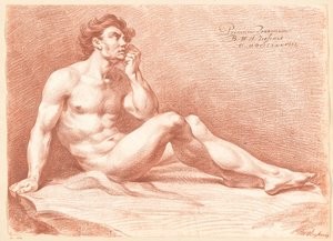 Ülő férfi akt, oldalnézet (1. díj, 1788) alkotó: Bartholomeus Ziesenis