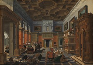 Belső egy céggel Cég egy belső térben alkotó: Bartholomeus van Bassen