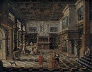Pazar reneszánsz belső lakomával alkotó: Bartholomeus van Bassen