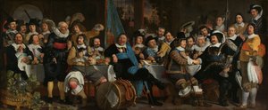 Bankett a számszeríjász céhben a münsteri békeszerződés megünneplésére A münsteri béke ünnepe 1648. június 18-án, a számszeríjász polgárőrség (St George Guard) főhadiszállásán, Amszterdamban