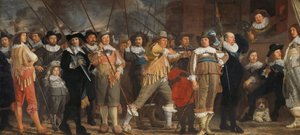 A VIII. kerületi milícia százada Roelof Bicker százados parancsnoksága alatt Az amszterdami VIII. kerület tisztei és más polgárőrei Roelof Bicker kapitány és Jan Michielsz Blaeuw hadnagy parancsnoksága alatt