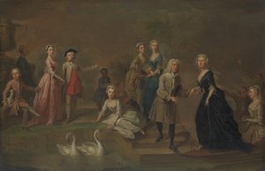 Uvedale Tomkyns Price 1685-1764 és családtagjai, valószínűleg az 1730-as évek elején.