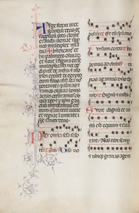 Missale: Fol. 111v, néhány zenét tartalmaz a virágvasárnapi liturgia részeként, 1469. alkotó: Bartolomeo Caporali