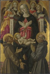 Szűz és gyermek szentekkel, angyalokkal és adományozóval az oltárképről: Szűz és gyermek a szentekkel, 1475 körül