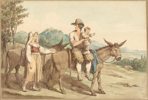 Egy parasztcsalád és két szamár alkotó: Bartolomeo Pinelli