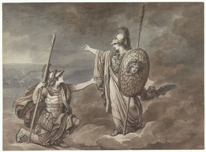 Athéné megjelenik Télemakhosznak (Odüsszeusz fiának), illusztráció a Homérosz Odüsszeiájából való Telemacohoz alkotó: Bartolomeo Pinelli