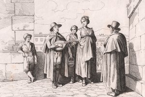 Vak énekel és játszik, Bartolomeo Pinelli rézkarca (Róma alkotó: Bartolomeo Pinelli