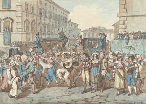 Karnevál Rómában, illusztráció a Római viseletek és szokások című műhöz alkotó: Bartolomeo Pinelli