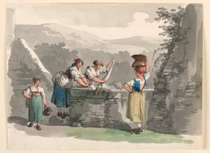 Rajz, Mosoda a Róma melletti hegyekben, 1807-08 alkotó: Bartolomeo Pinelli