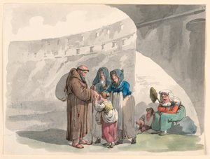 Rajz, Egy remete üdvözlése, 1807-08 alkotó: Bartolomeo Pinelli