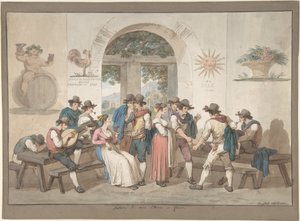 Egy római fogadó belseje alkotó: Bartolomeo Pinelli
