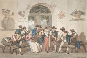 Egy római fogadó belseje, 1817., 1817. alkotó: Bartolomeo Pinelli