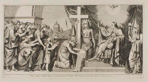 Róma a római népet VII. Piushoz vezeti, miután 1814-ben visszatért Rómába alkotó: Bartolomeo Pinelli