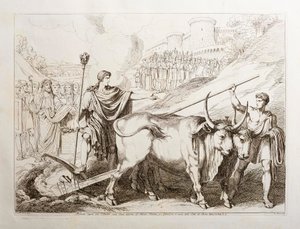 Romulus vonalat húz a Palatinus-domb köré alkotó: Bartolomeo Pinelli
