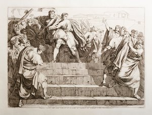 Tarquinius Superbus letaszítja Servius Tulliust a Capitolium lépcsőjén alkotó: Bartolomeo Pinelli