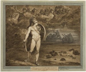Telemachus, aki azt hiszi, hogy apja, Ulysses meghalt, keresi őt az alvilágban, Telemachus kalandjai, 18. könyvből