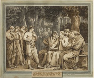 Telemachus leírja, hogyan vették fel a krétai gyűlésbe, Telemachus kalandjai, 5. könyvből alkotó: Bartolomeo Pinelli