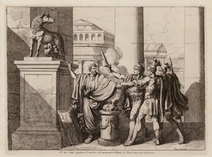 A Horatiusok esküje (metszet) alkotó: Bartolomeo Pinelli