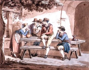 Under the Pergola (akvarell, ceruza, papír) alkotó: Bartolomeo Pinelli