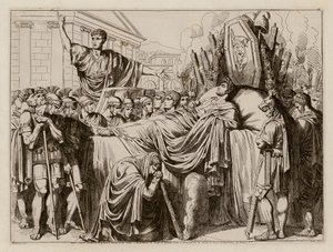 Valerius gyászbeszédet mond Brutus temetésén, Kr. e. 509 (metszet)