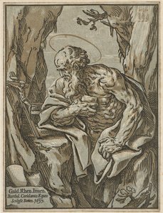 Szent Jeromos, Guido Reni nyomán, 1637 (chiaroscuro fametszet három tömbből fektetett papírra)