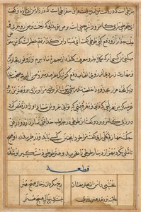 Oldal a Papagáj meséiből Tuti-nama: szövegoldal, c. 1560. alkotó: Basavana