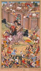 Arbela ostroma Hulagu kán korában, Rashid al-Din (perzsa, 1247–1318) Dzsamí al-tavarikh (Krónikák gyűjteménye) Csingiz-nama (Csingiz kán könyve) oldala alkotó: Basavana