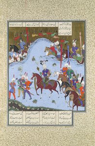 Bahram Gur Lopakodva előrelép a Khaqan ellen, Folio 577v a..., kb. 1530-35.