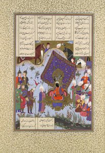 Rustam Paained Before Kai Kavus, Folio 146r a Shahnama Book of Kingsből..., kb. 1525-30.