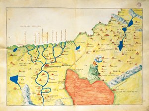 A Nílus deltája, a Vörös-tenger és a Sínai-hegy, a világ atlaszából harminchárom térképen, szerző: Battista Agnese alkotó: Battista Agnese