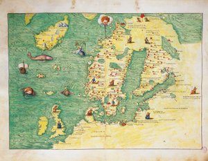 Észak-Európa, Battista Agnese: A világ atlasza harminchárom térképben című művéből. alkotó: Battista Agnese
