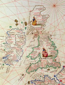 Anglia és Skócia Királysága, a világ atlaszából 33 térképen, Velence, 1553. szeptember 1. (tinta pergamen) (részlet a 330949-ből)
