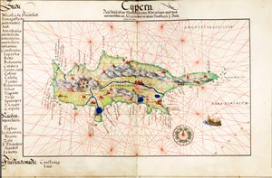 Ciprus pergamen térképe alkotó: Battista Agnese