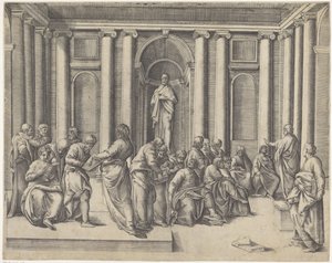 Krisztus a törvénytudók között a templomban alkotó: Battista Franco