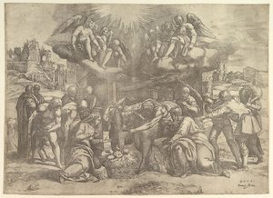 A Pásztorok imádása angyalokkal a feje fölött, kb. 1530-61.