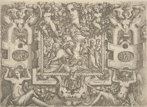Lovas figura kardot tartva, földön fekvő alakon lovagol, s..., kb. 1540-80.