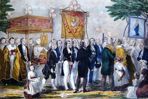 Confrerie du Tres Saint Sacrament körmenet. század eleje (színes litó) alkotó: Bautz Bautz