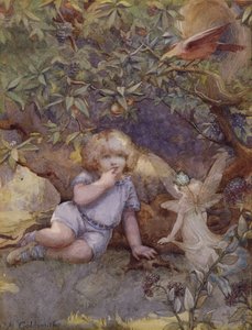 Kislány tündérekkel (akvarell) alkotó: Beatrice Goldsmith