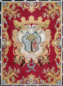 Nemesi címer, oroszlánnal és fával. A brüsszeli manufaktúrák gobelinje. 16. század Genezis, Musei di Strada Nuova alkotó: Belgian School
