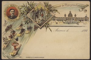 Boyton kapitány vízi világkiállítása, az Exposition Internationale d"Anvers emléktárgya, Antwerpen, Belgium, 1894 alkotó: Belgian School
