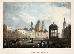 A Grande Place Tournayban, 1816, 1895 körül (fotókróm) alkotó: Belgian School